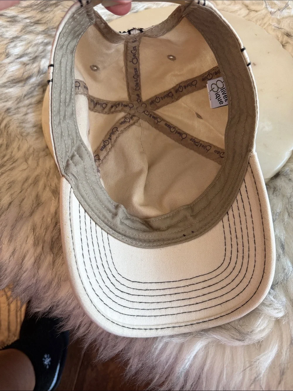 OLIVE & PIQUE Embellished Crystal Flower Baseball Cap - White